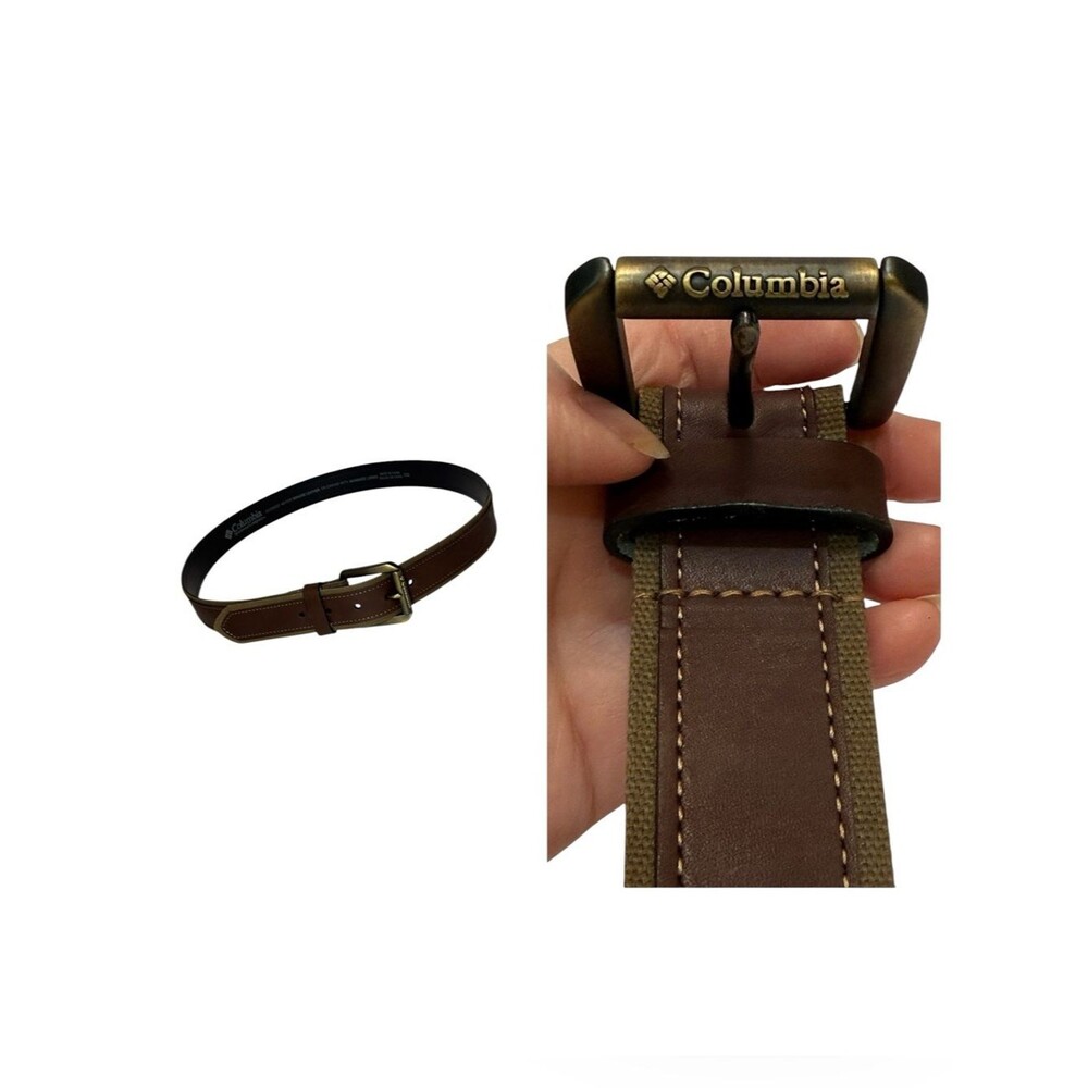 Columbia Brown Leather on Canvas Men’s Goose Lake Belt Sz 42